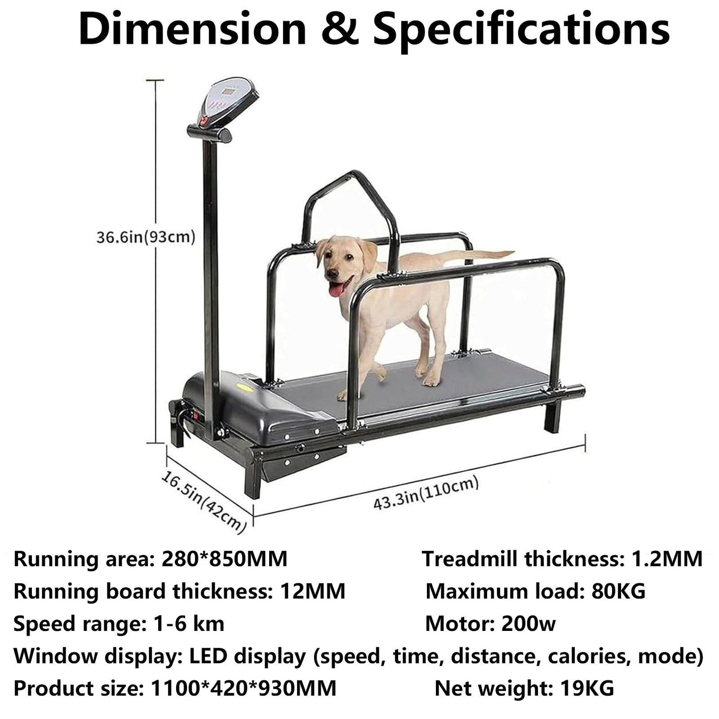 ZSFHJZC Dog Treadmill for Large & Small Dogs with LCD Display & Remote Control