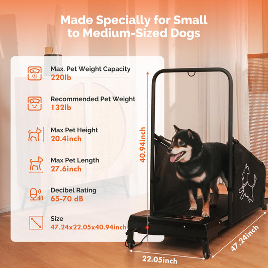 Dog Treadmill for Small & Medium Dogs with LED Display, Remote Control & Safety Screens