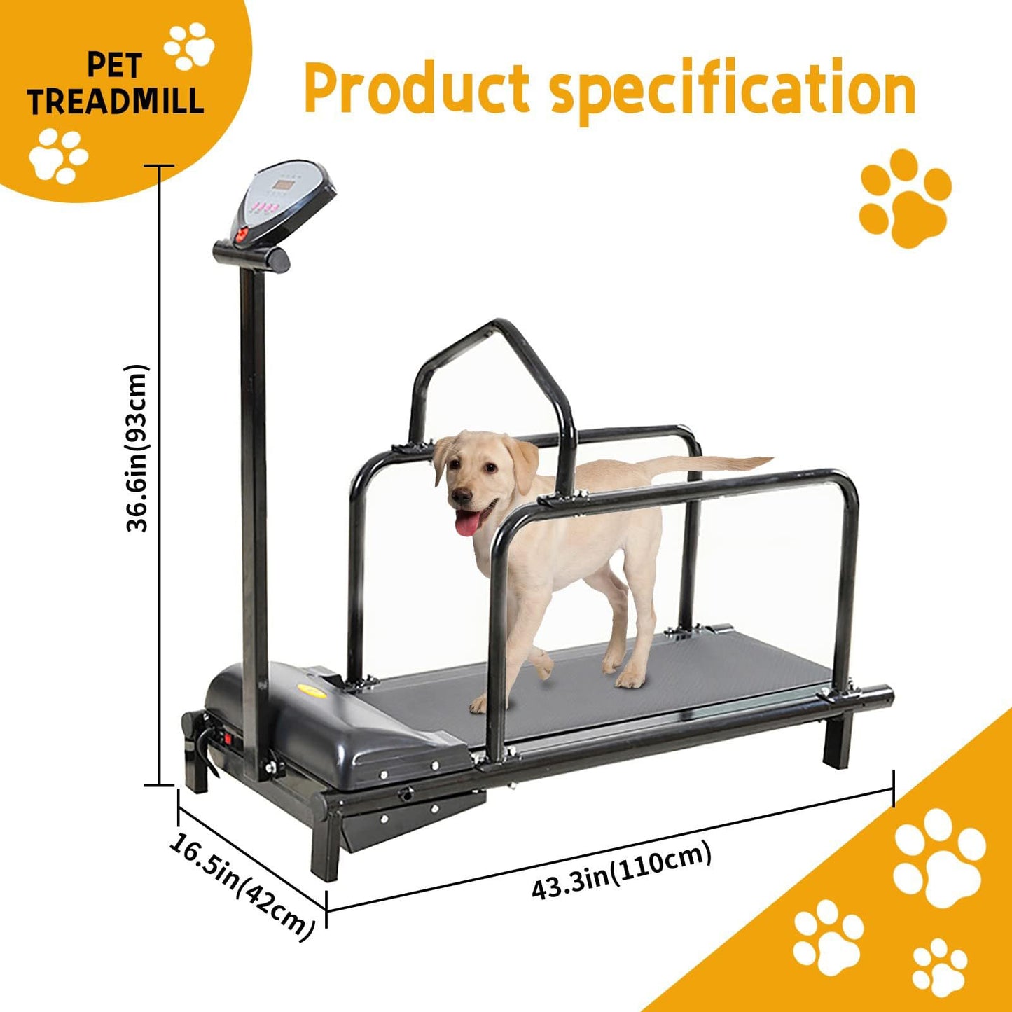 Large & Medium Dog Treadmill with LCD Display for Indoor Fitness up to 176LBS