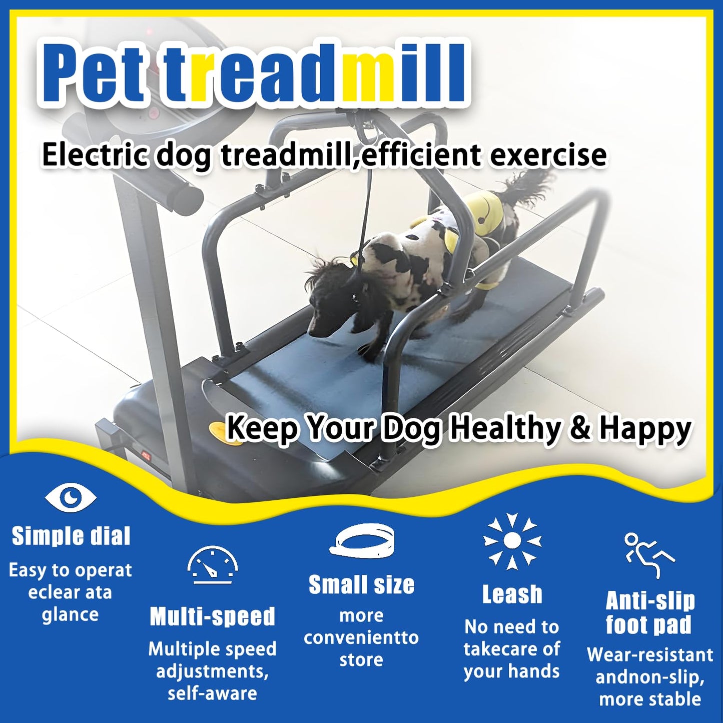 Dog Treadmill for Large & Small Dogs with Adjustable Speed, Quiet Motor & Safety Fence