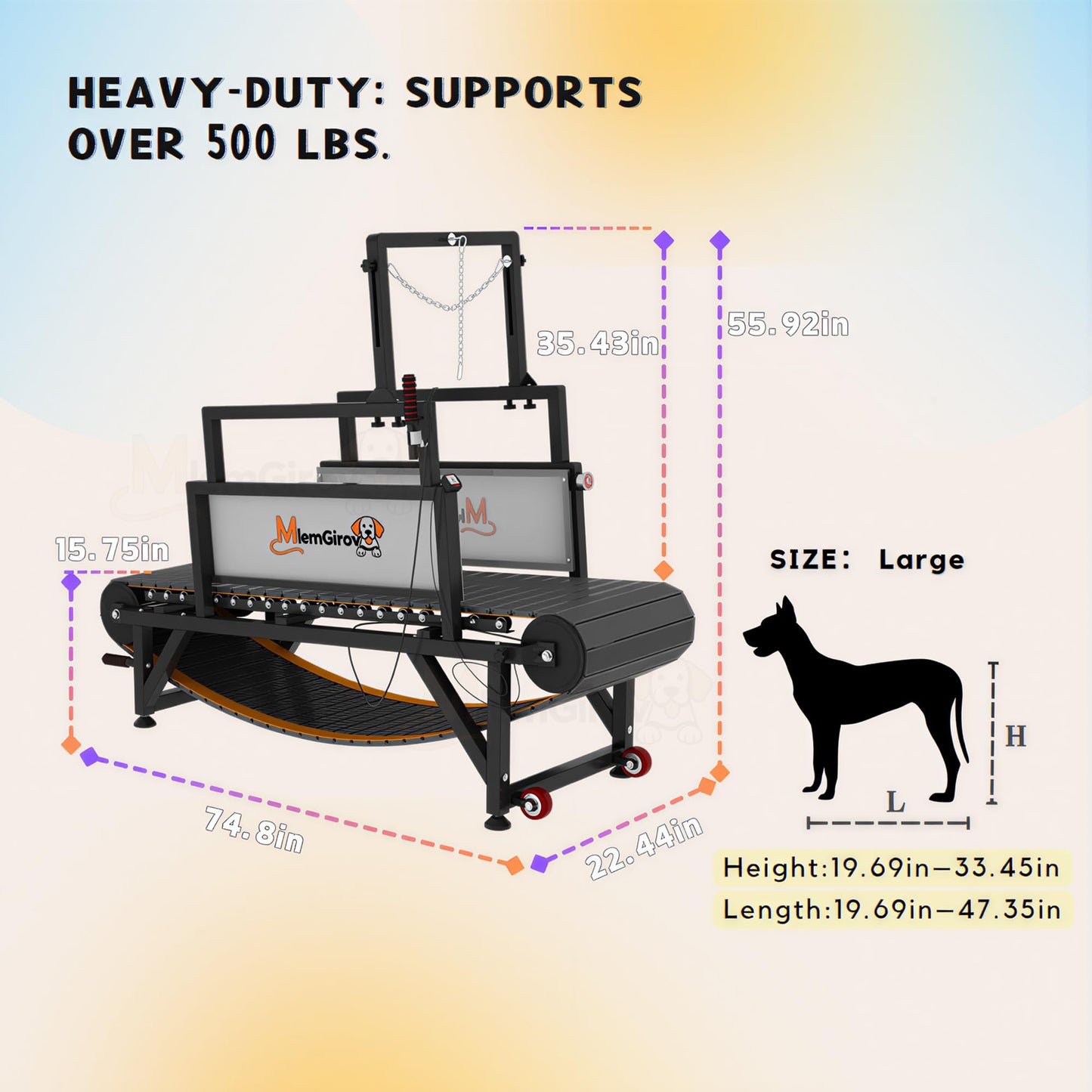 Dog Slatmill Treadmill with Adjustable Resistance & 500LBS Capacity for All Dog Sizes